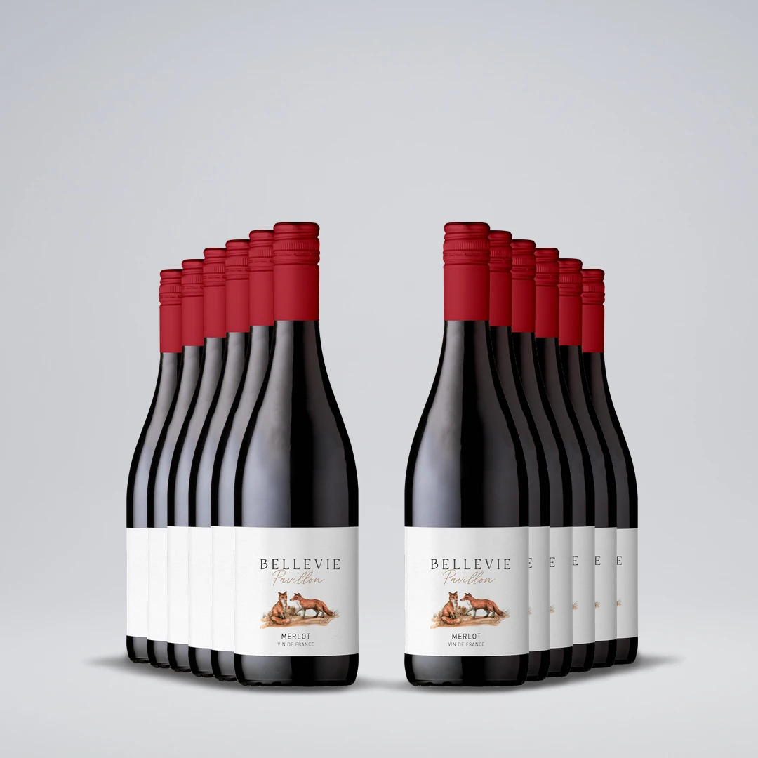 Bellevie Pavillon, Vin de France Rouge Merlot, 12-pack (12 flaskor — 99 kr/flaska)